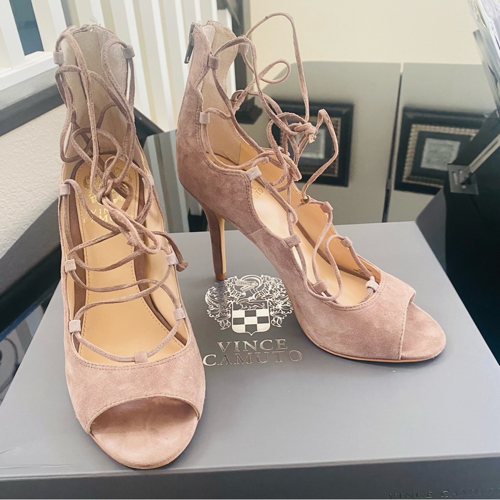 Women's Vince Camuto Sandria high heel shoes lace up peep toes size 7